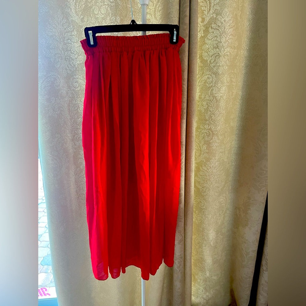 Long red skirt